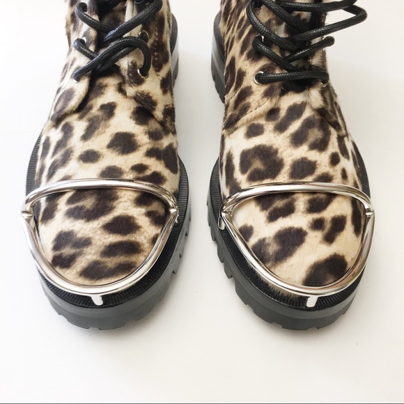 Alexander Wang Lyndon Leopard Print Combat Boots - Picture 7 of 8